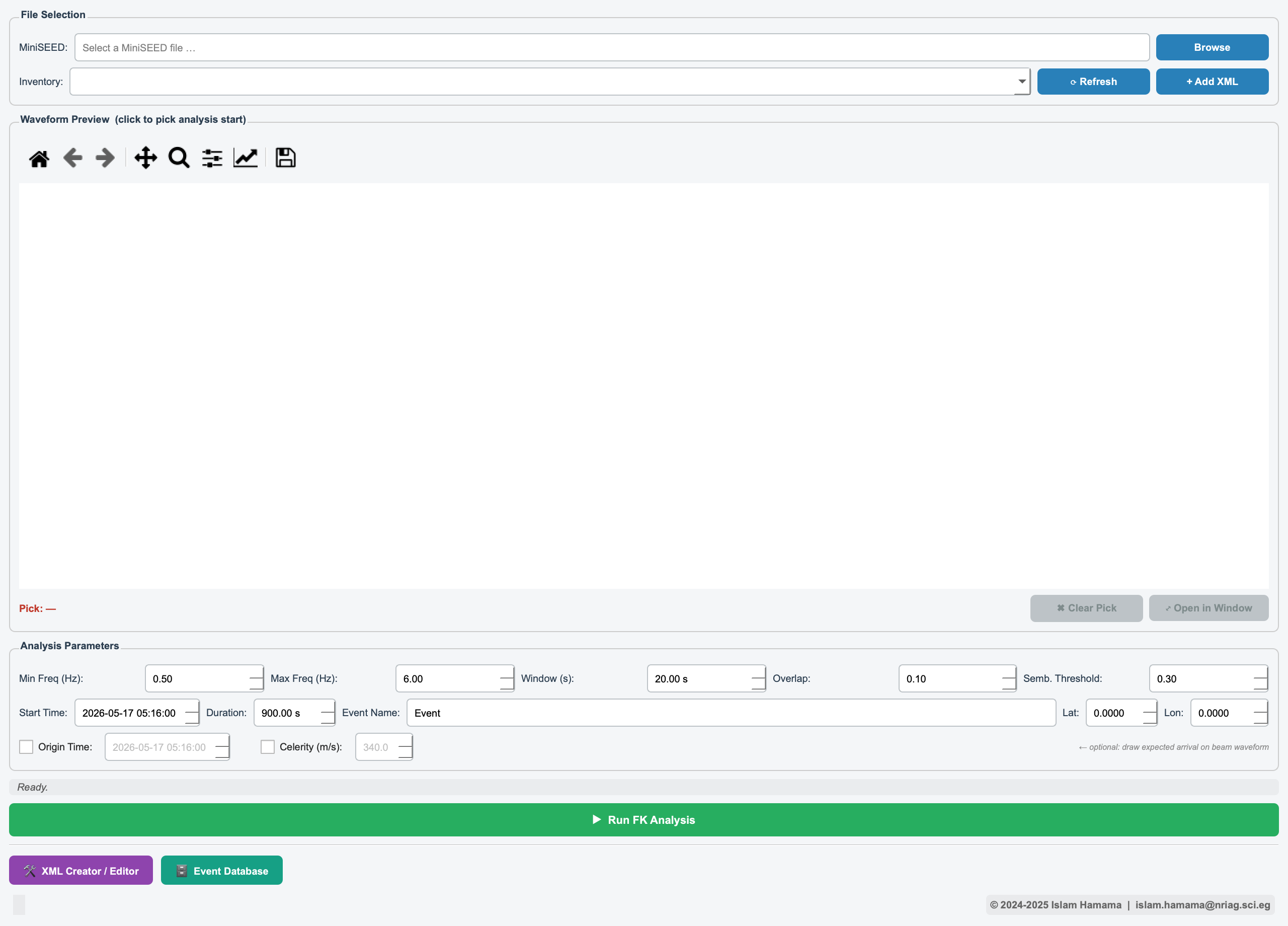 SeismoFK main analysis window