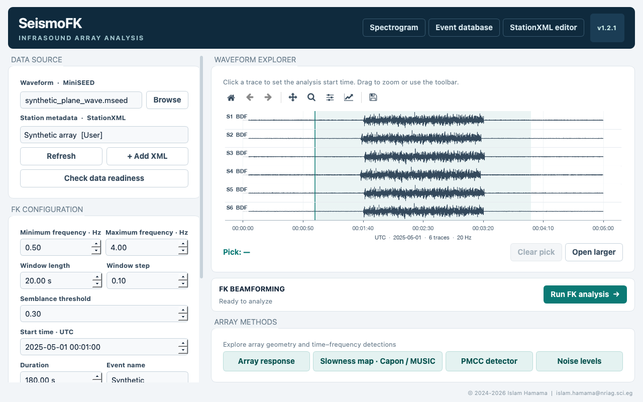 SeismoFK v1.2.1 main window